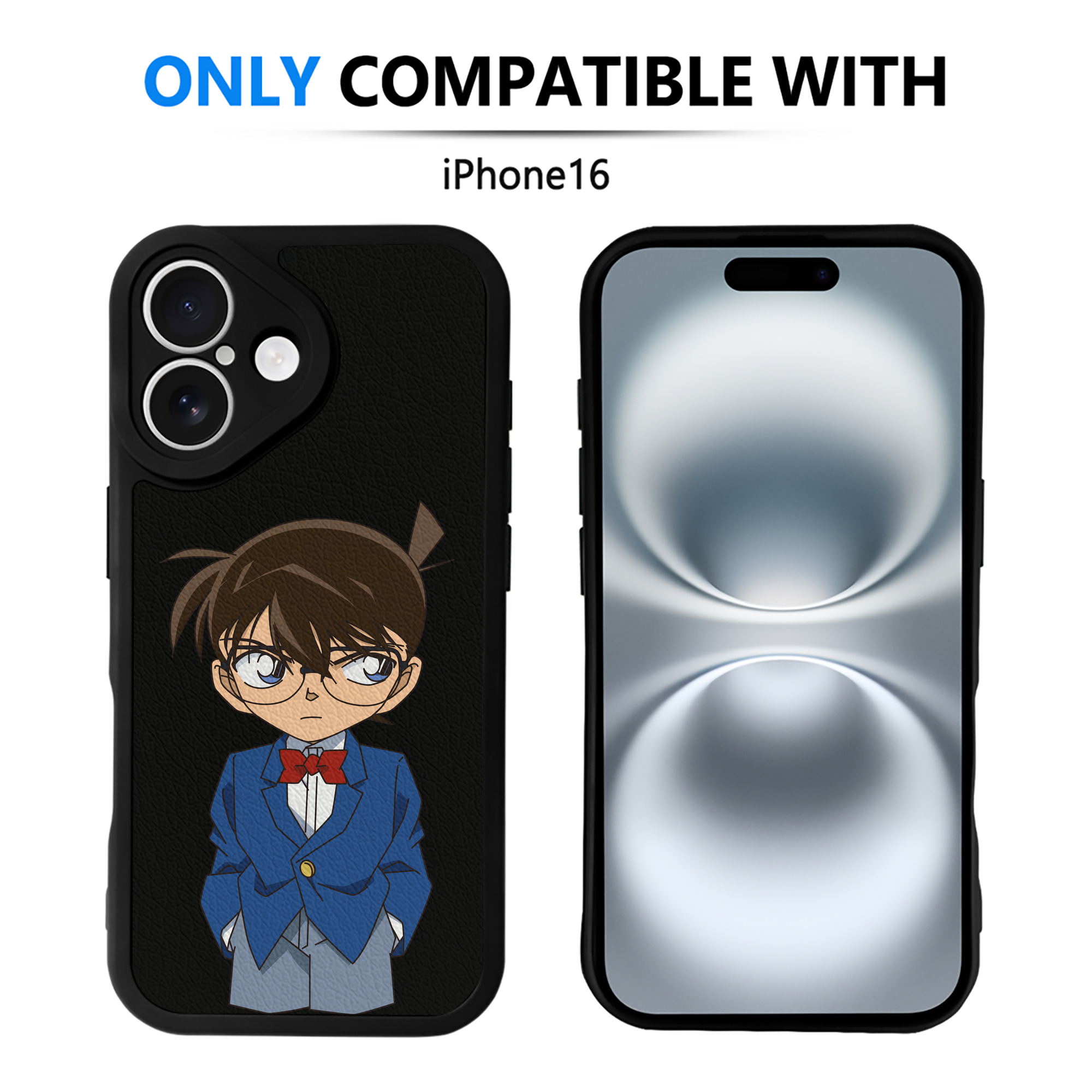 （画像用） 名探偵コナン 江戸川 コナン Detective Conan Conan Edogawa 【iPhone 16シリーズ対応】シリコンスマホケース（レザー調） 材質：シリコン